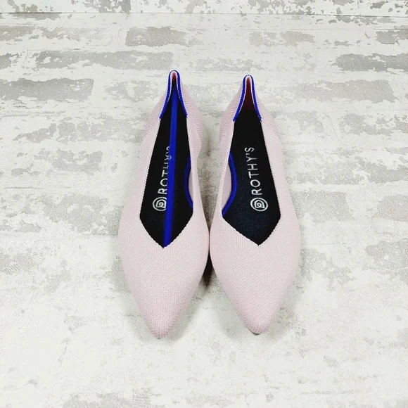 NEW Rothy's The Flat Pink Knit Pointy Toe Slip On Loafers O31